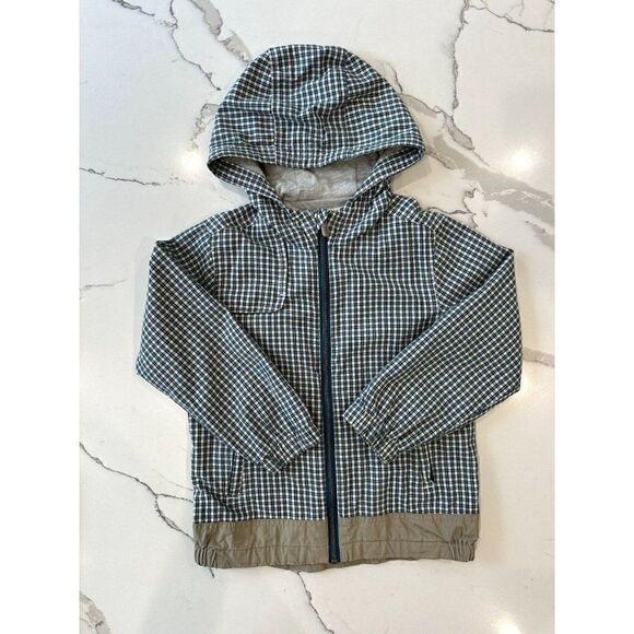 Peek Beau Mini Check Hooded Jacket in Blue/Gray Size XS - Picture 2 of 4